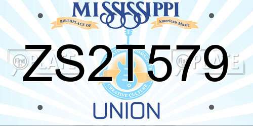 ZS2T579 Mississippi License Plate