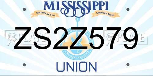 ZS2Z579 Mississippi License Plate