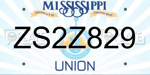 ZS2Z829 Mississippi License Plate