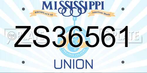 ZS36561 Mississippi License Plate