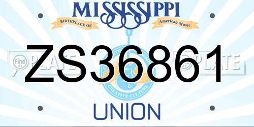 ZS36861 Mississippi License Plate