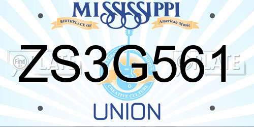 ZS3G561 Mississippi License Plate
