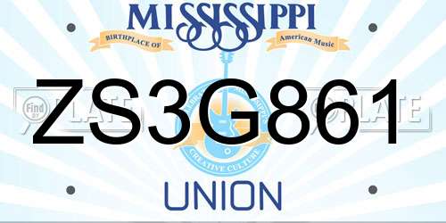 ZS3G861 Mississippi License Plate