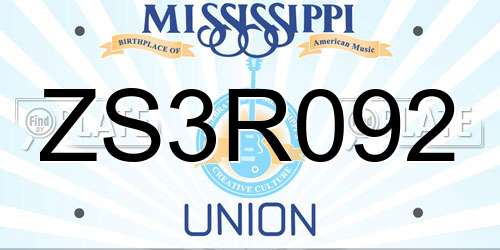 ZS3R092 Mississippi License Plate