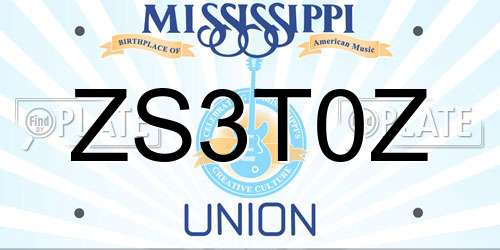 ZS3T0Z Mississippi License Plate