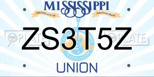 ZS3T5Z Mississippi License Plate