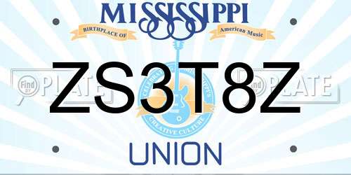 ZS3T8Z Mississippi License Plate