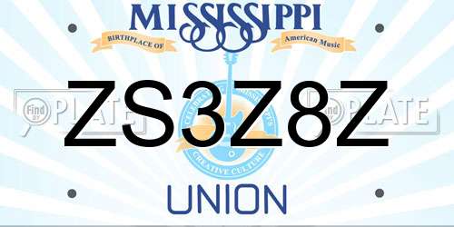 ZS3Z8Z Mississippi License Plate