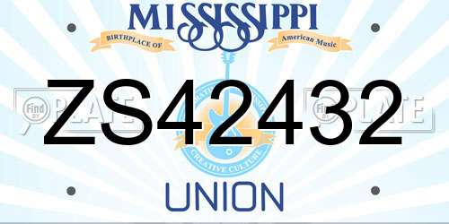 ZS42432 Mississippi License Plate