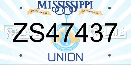 ZS47437 Mississippi License Plate