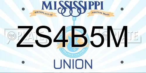 ZS4B5M Mississippi License Plate