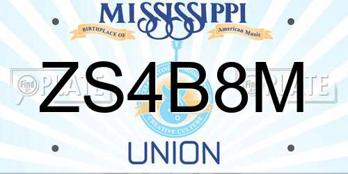 ZS4B8M Mississippi License Plate
