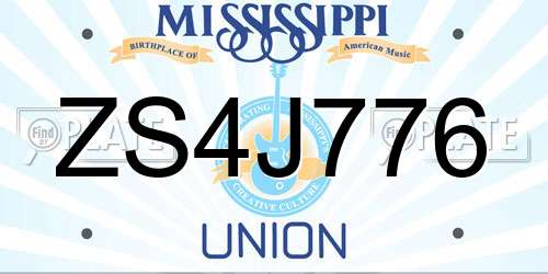 ZS4J776 Mississippi License Plate