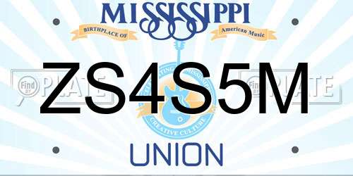 ZS4S5M Mississippi License Plate