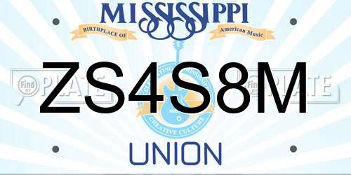 ZS4S8M Mississippi License Plate