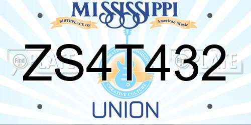 ZS4T432 Mississippi License Plate