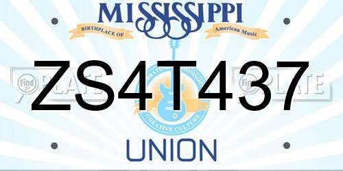 ZS4T437 Mississippi License Plate