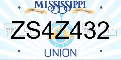 ZS4Z432 Mississippi License Plate
