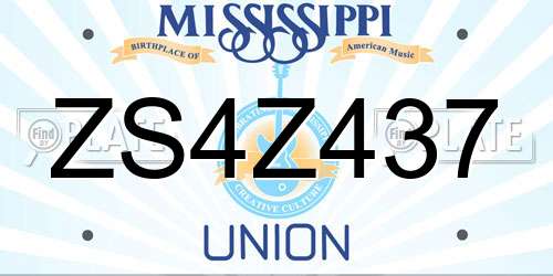 ZS4Z437 Mississippi License Plate