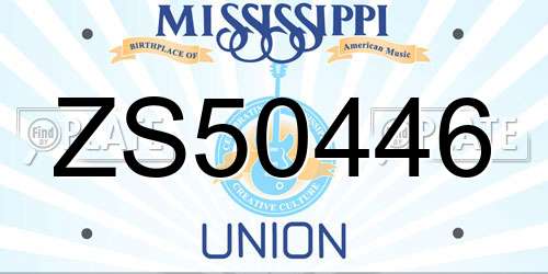 ZS50446 Mississippi License Plate