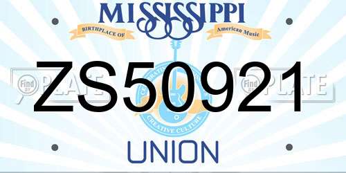 ZS50921 Mississippi License Plate