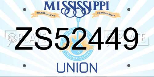 ZS52449 Mississippi License Plate