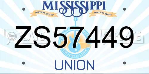 ZS57449 Mississippi License Plate