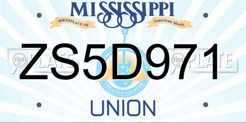 ZS5D971 Mississippi License Plate