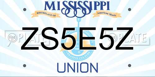 ZS5E5Z Mississippi License Plate