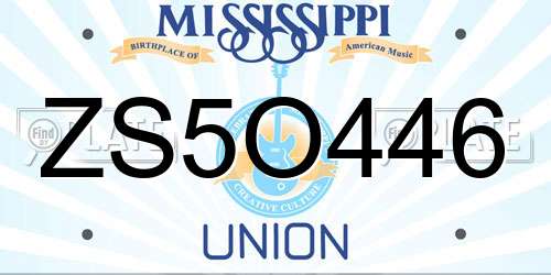 ZS5O446 Mississippi License Plate