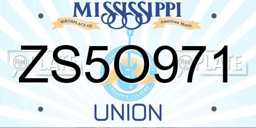 ZS5O971 Mississippi License Plate