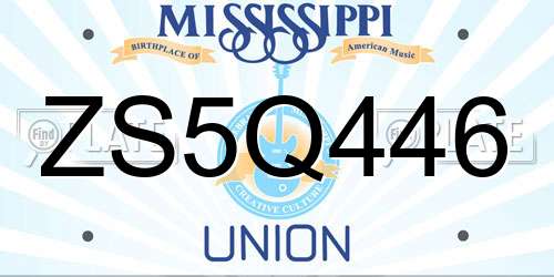 ZS5Q446 Mississippi License Plate