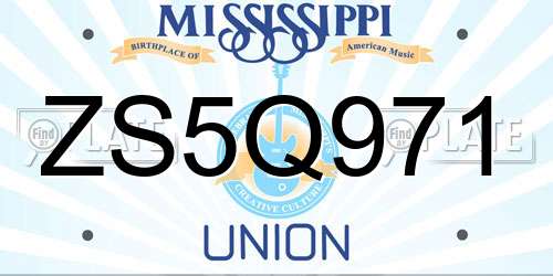 ZS5Q971 Mississippi License Plate