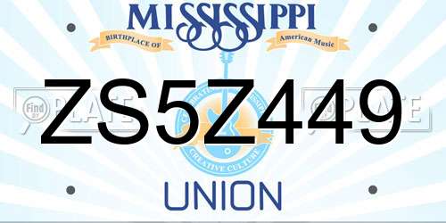 ZS5Z449 Mississippi License Plate