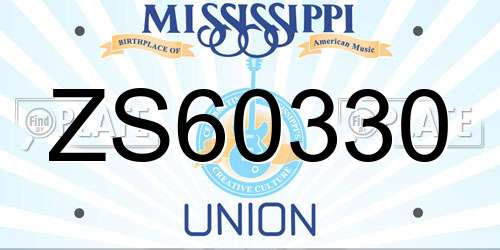 ZS60330 Mississippi License Plate
