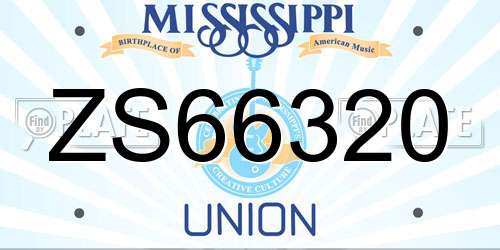 ZS66320 Mississippi License Plate