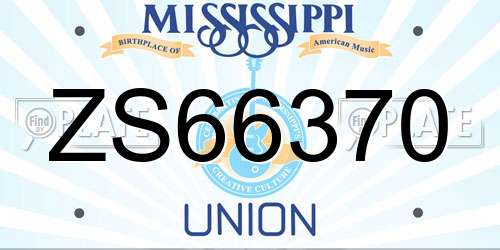 ZS66370 Mississippi License Plate