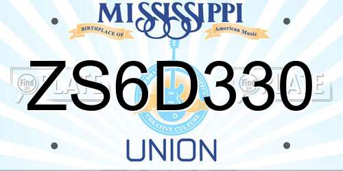 ZS6D330 Mississippi License Plate