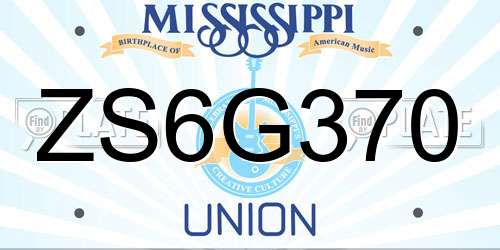 ZS6G370 Mississippi License Plate