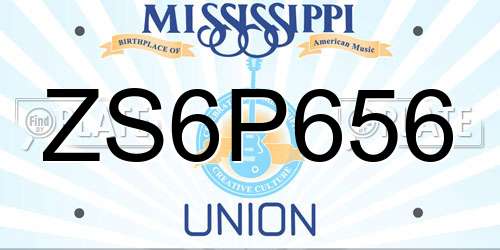 ZS6P656 Mississippi License Plate
