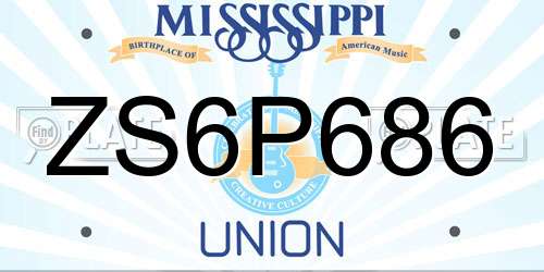 ZS6P686 Mississippi License Plate