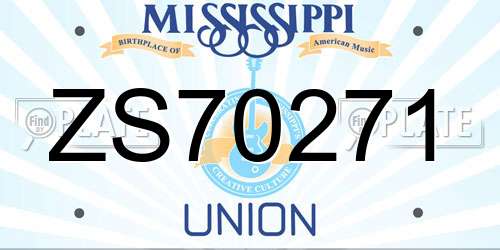 ZS70271 Mississippi License Plate