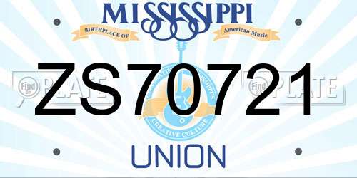 ZS70721 Mississippi License Plate