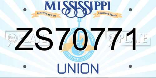 ZS70771 Mississippi License Plate