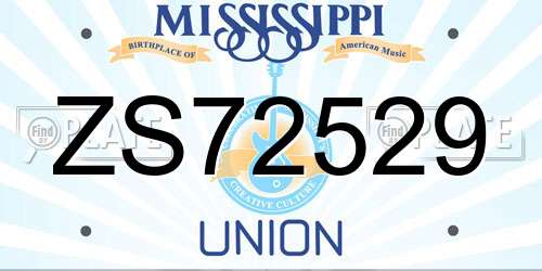 ZS72529 Mississippi License Plate