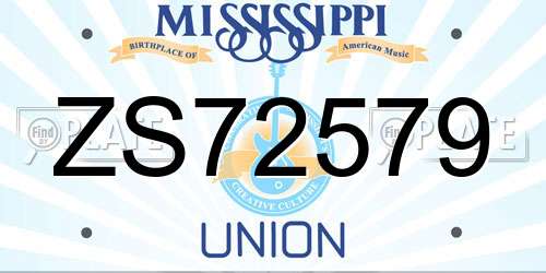 ZS72579 Mississippi License Plate