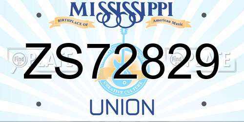 ZS72829 Mississippi License Plate
