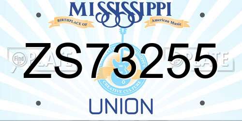 ZS73255 Mississippi License Plate