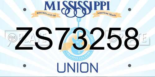 ZS73258 Mississippi License Plate