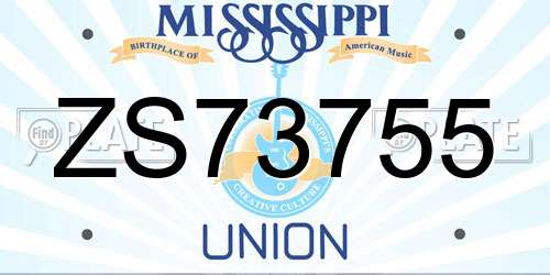 ZS73755 Mississippi License Plate